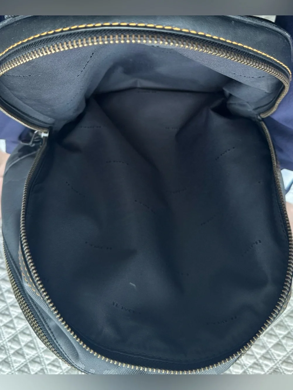 Coach men's Academy canvas backpack with black and grey camo